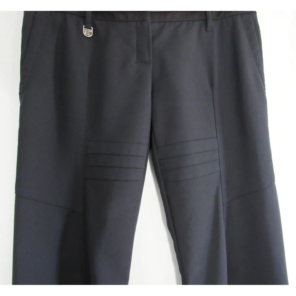 Dolce & Gabbana Black Straight Leg Silk Blend Made in Italy Pants Size 40 EUC